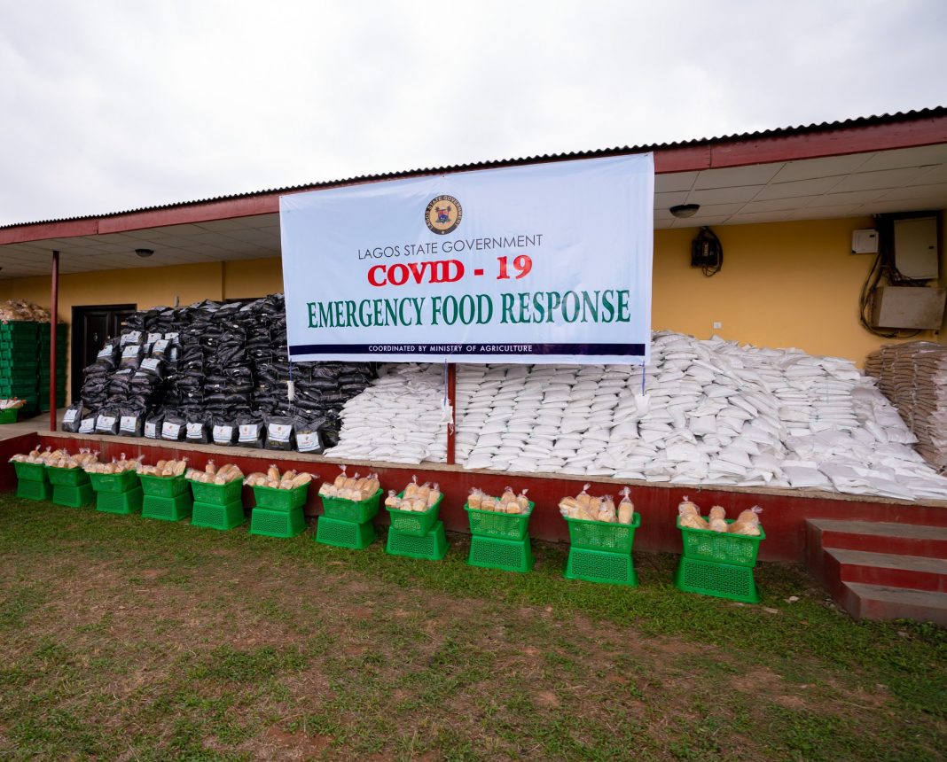 PHOTOS: Lagos government provides bags of rice, gari, beans, bread, pepper, others to residents